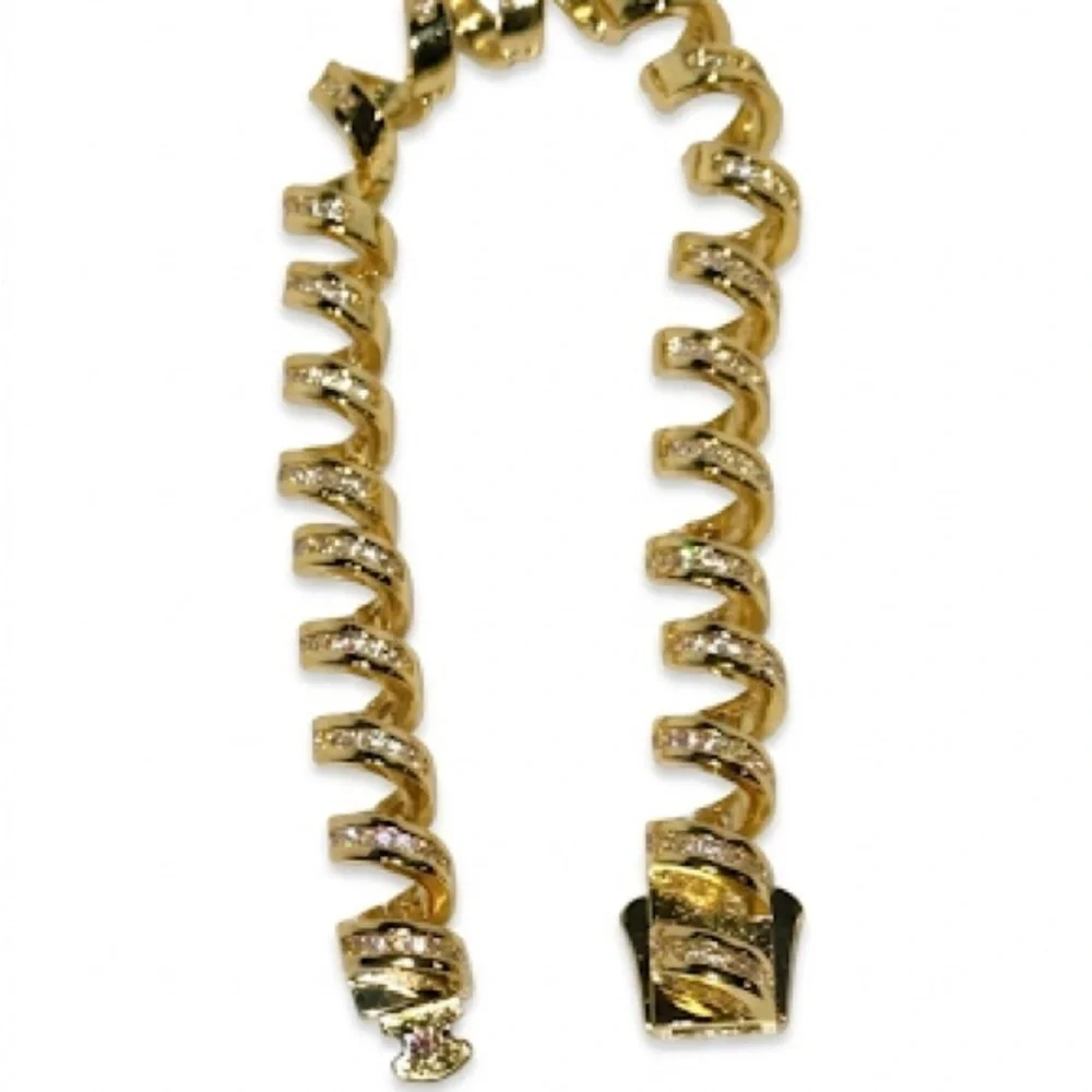 Diamond-Crusted Telephone Cord Bracelet